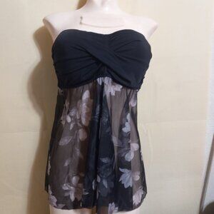 HALTER BANDEAU BLACK TOP Black WITH SHEER FLY AWAY BOTTOM